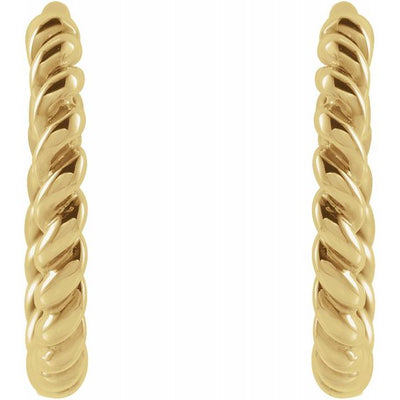 11mm Twisted Rope Huggie Earrings in 14K Gold