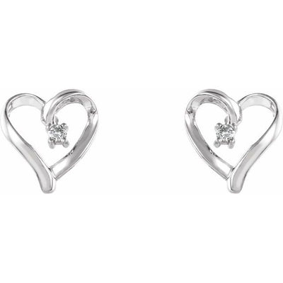 Diamond Heart Shaped White Gold Earrings
