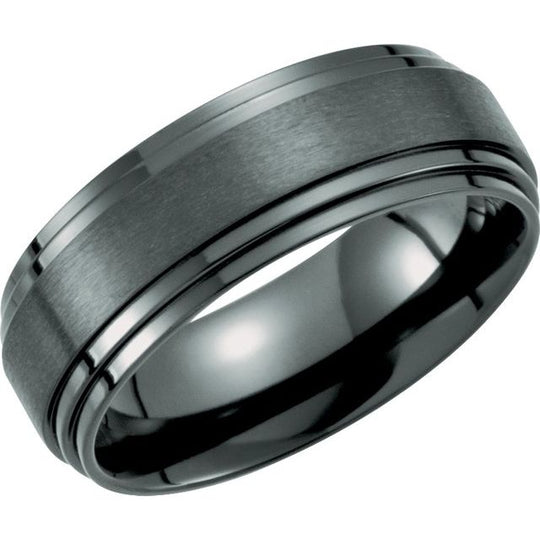 Double Ridge Black Titanium Ring