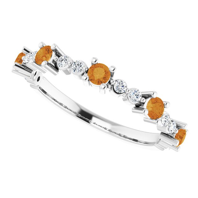 Citrine & Diamond Sterling Silver Ring