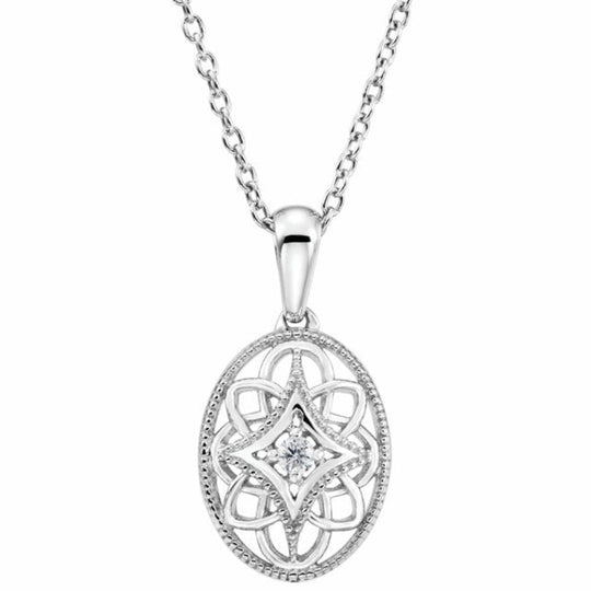 Filigree Diamond Accent Necklace in Sterling Silver