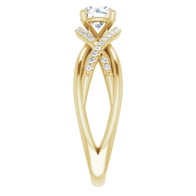 The open space, use of curves and accents make this modern sleek design Criss Cross Engagement Rings is perfect for the sophiticated bride to be.