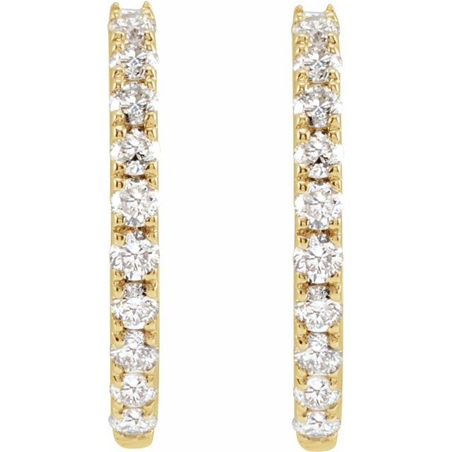 14K Gold Lab-Grown Diamond 14mm Huggie Earrings