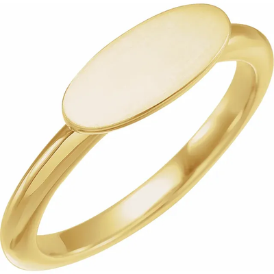 14K Yellow Gold Blank Engravable Oval Signet Ring. Free Engraving available from Jewels of St Leon.