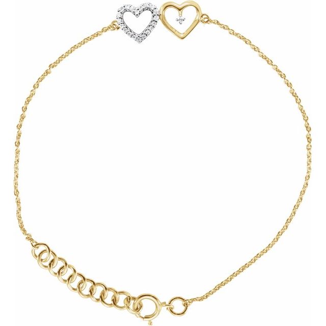 Double Heart Gold Adjustable Bracelet with Natural Diamond. Available from Online Jewellery Store Jewels of St Leon Australia.