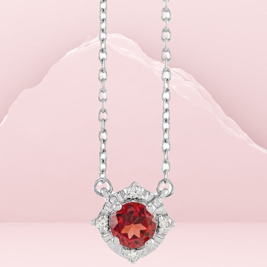 Add a Touch of Colour with the Sterling Silver Mozambique Garnet & Diamond Necklace