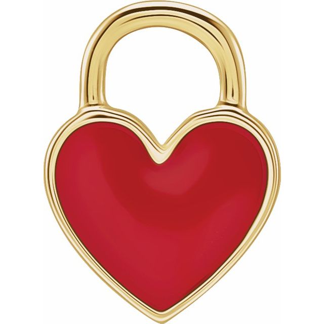 Red Enamelled Heart 14K Gold Charm/Pendant