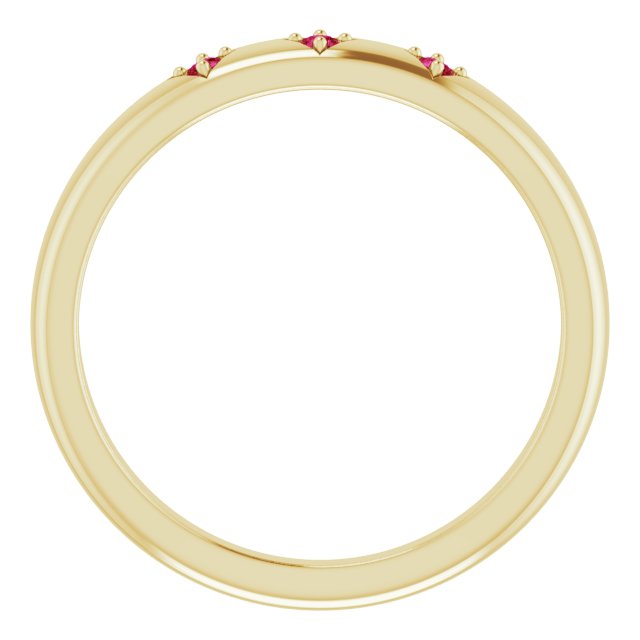 Genuine Ruby Accented Stackable Ring in 14K Yellow Gold