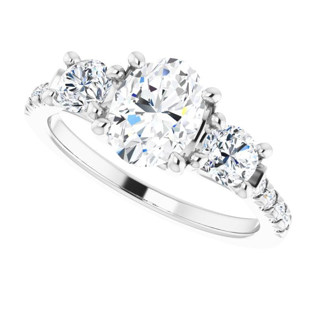 1.62CTW Lab-Grown Diamond 3-Stone Engagement Ring in 14K White Gold
