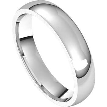 14K White Gold Lite Half Round Comfort-Fit Wedding Band