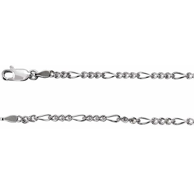 2.5mm Sterling Silver Figaro Chain
