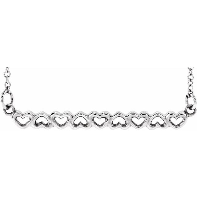 Sterling Silver Heart Bar 40-45cm Necklace