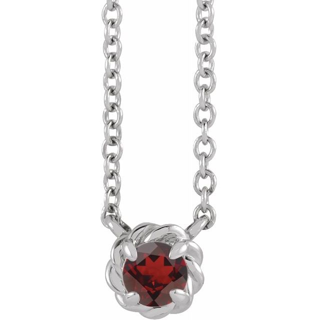 Mozambique Garnet Sterling Silver Rope 45cm Necklace
