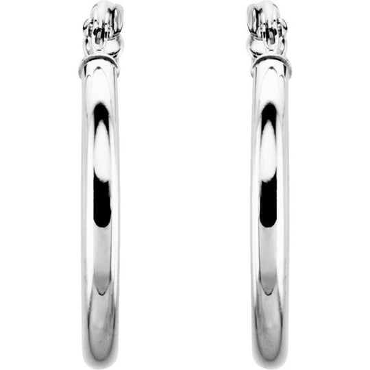 14kt White Gold 20mm Hollow Hoop Earrings