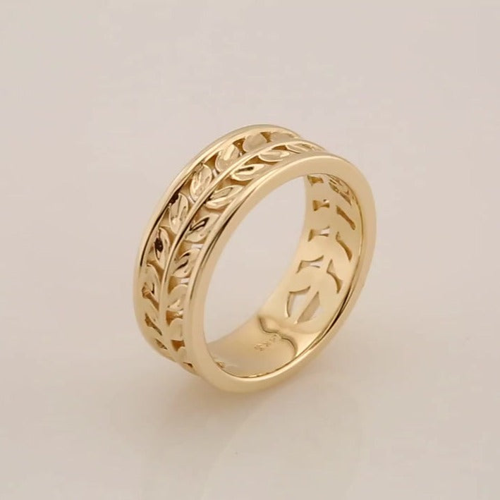 Floral Inspired Leaf Band in 14K Yellow Gold