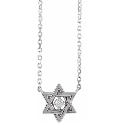 Star of David 14K White Gold Solitaire 0.03ct Diamond Pendant Necklace from Jewels of St Leon Online Jewellery Australia
