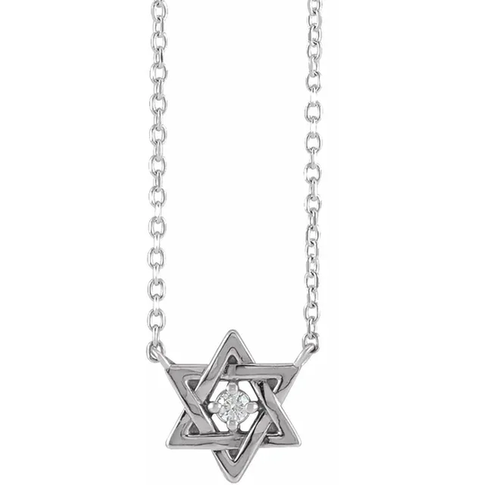 Star of David Diamond Necklace in 14K White Gold