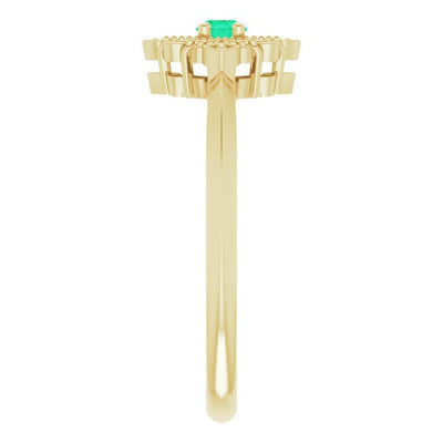 10K Gold Natural Green Emerald Ring