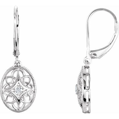 Elevate your style with these stunning Intricate Granulated Filigree Natural Diamond Sterling Silver Earrings. Measuring 31.7x10.2mm, these dangle earrings feature diamond accents and a vintage style that will never go out of fashion. Available from Jewels of St Leon Online Jewellery Australia.