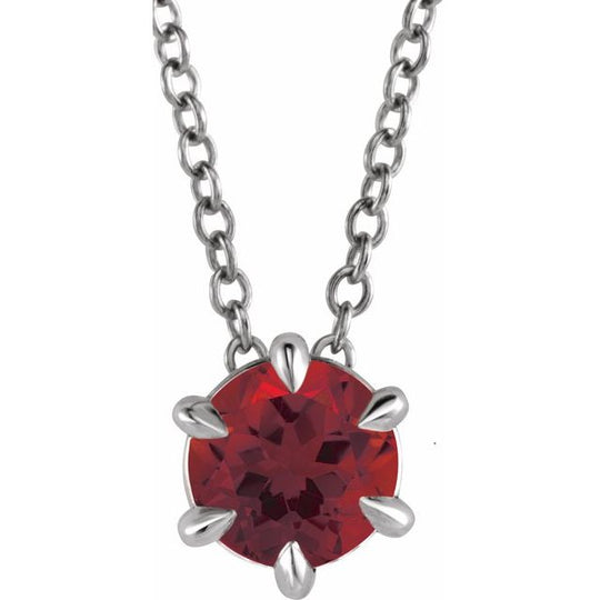 Sterling Silver Mozambique Garnet Solitaire Necklace