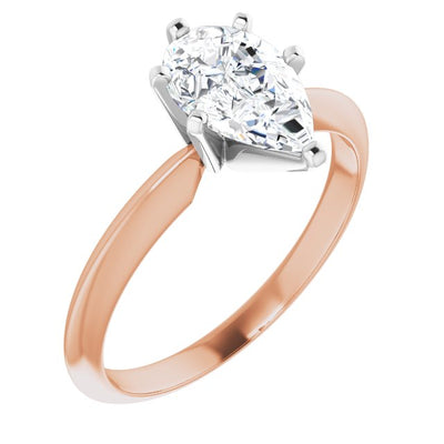 0.70ct Natural Pear-Shaped Diamond Engagement Ring in 18K Rose Gold and Platinum