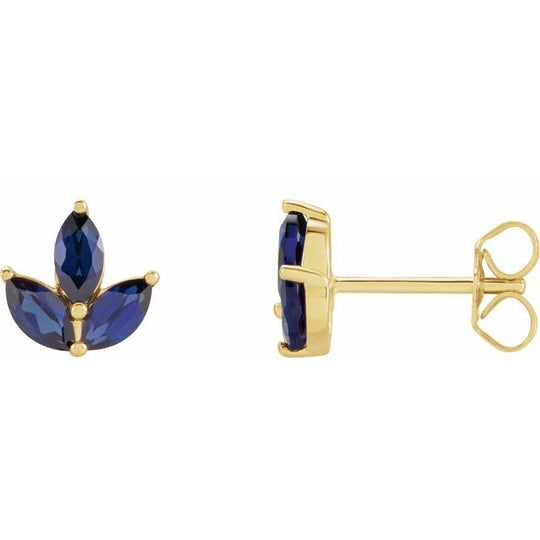 14kt Yellow Gold Natural Blue Sapphire Earrings