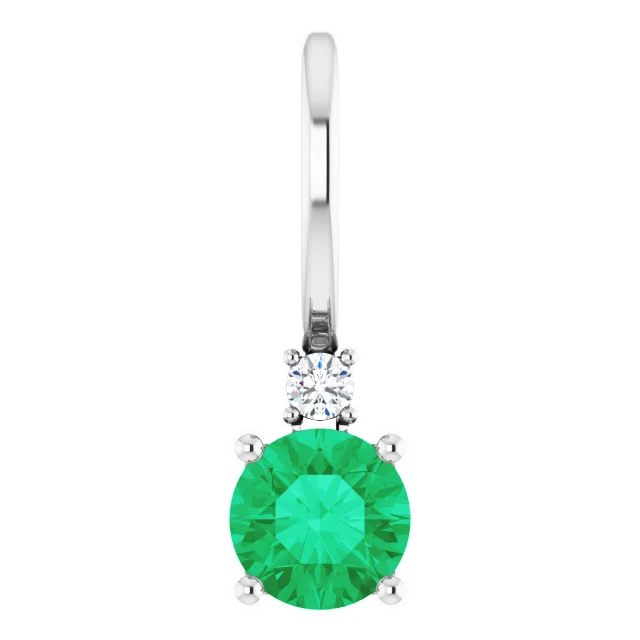 14ct White Gold Lab-Created Emerald Diamond Accent Charm-Pendant H8002-116.jpg