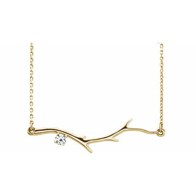 Solitaire Birthstone Branch Necklace in 14kt Yellow Gold