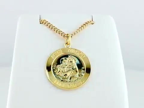 22mm St. Anthony 24K Gold-Plated Stainless Steel Necklace