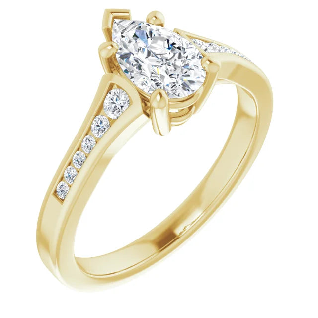 Pear-Shaped Lab-Grown Diamond with accents Engagement Ring in 14K yellow gold. Available from Jewels of St Leon Engagement Rings Australia