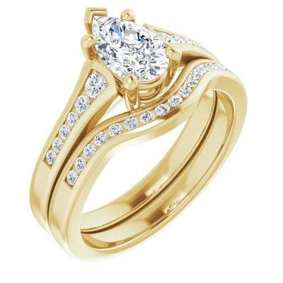 Pear-Shaped Engagement Ring with Matching accented engagement ring for a complete bridal set from Jewels of St Leon Engagement Rings Australia