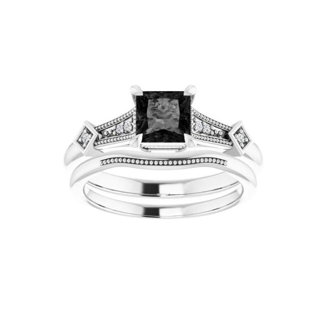 1.00ct Black Diamond Engagement Ring in 10K White Gold