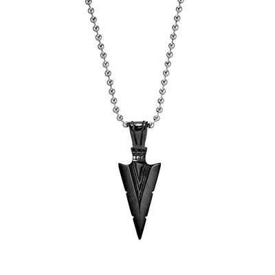 Stainless Steel Spearhead Necklace with Black Finish. Available from Jewels of St Leon online jewellery store.