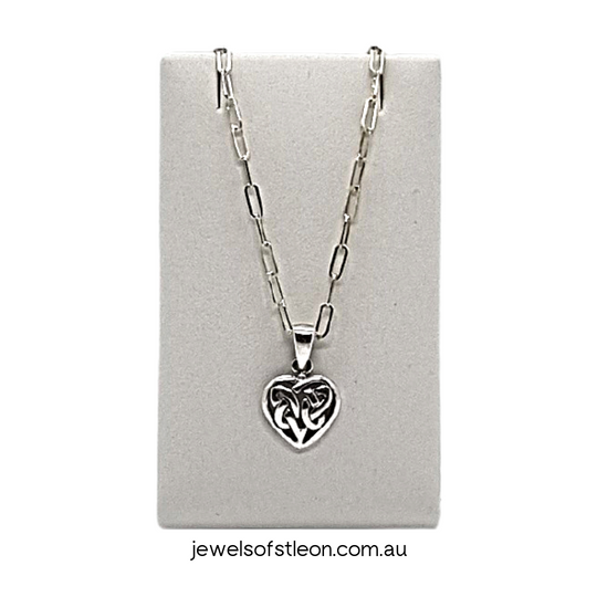 Sterling Silver 18mm Celtic Heart Pendant on a 1.95mm Elongated 45cm Necklace