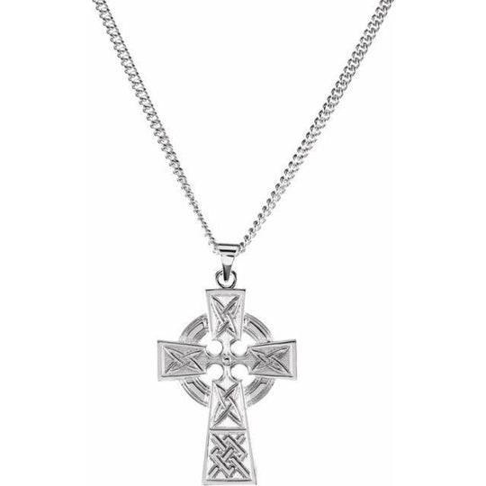 Celtic-Inspired Cross Sterling Silver Necklace
