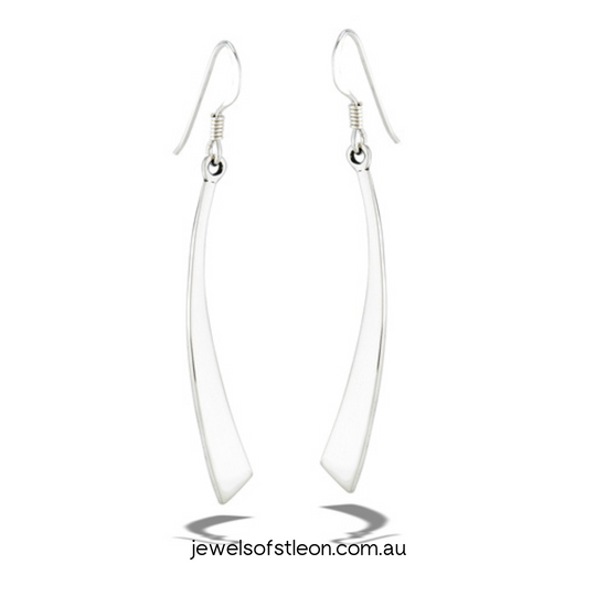 Sterling Silver High Polish Curved Dangle Earrings