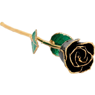 Lacquered Black Rose with 24K Gold-Plated