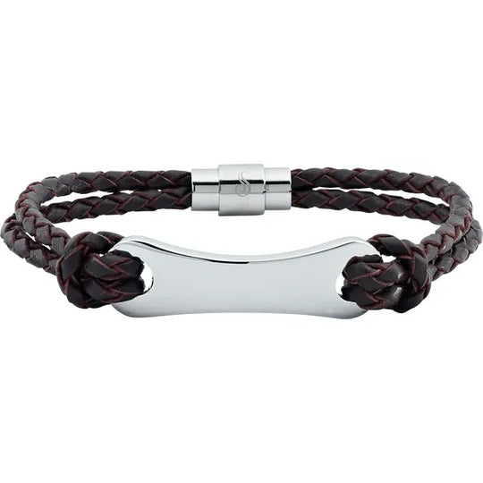 Stainless Steel & Leather Bracelet (Free Engraving)