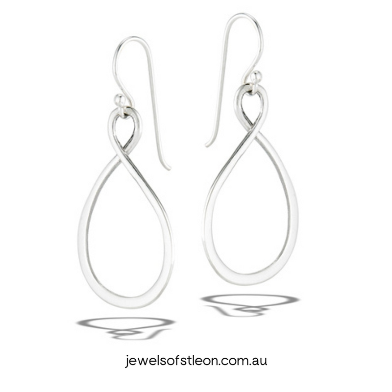 Large 39x19mm Metal Fashion Loop Dangle Earrings. Crafted from 925 Sterling Silver, sold by Australia&