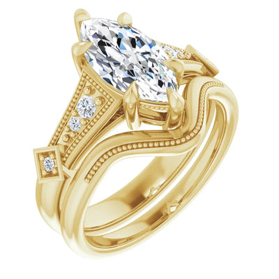 1.58CTW Accented Moissanite Engagement Ring in 10K Yellow Gold