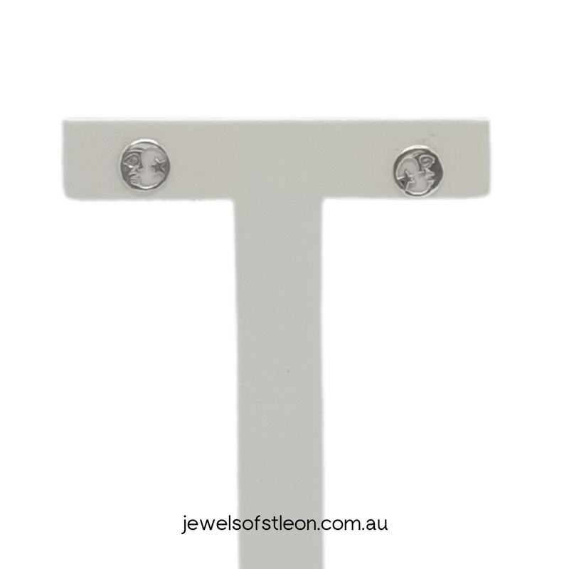 Moon and Stars Earring Studs. Crafted from 925 Sterling Silver, sold by Australia&