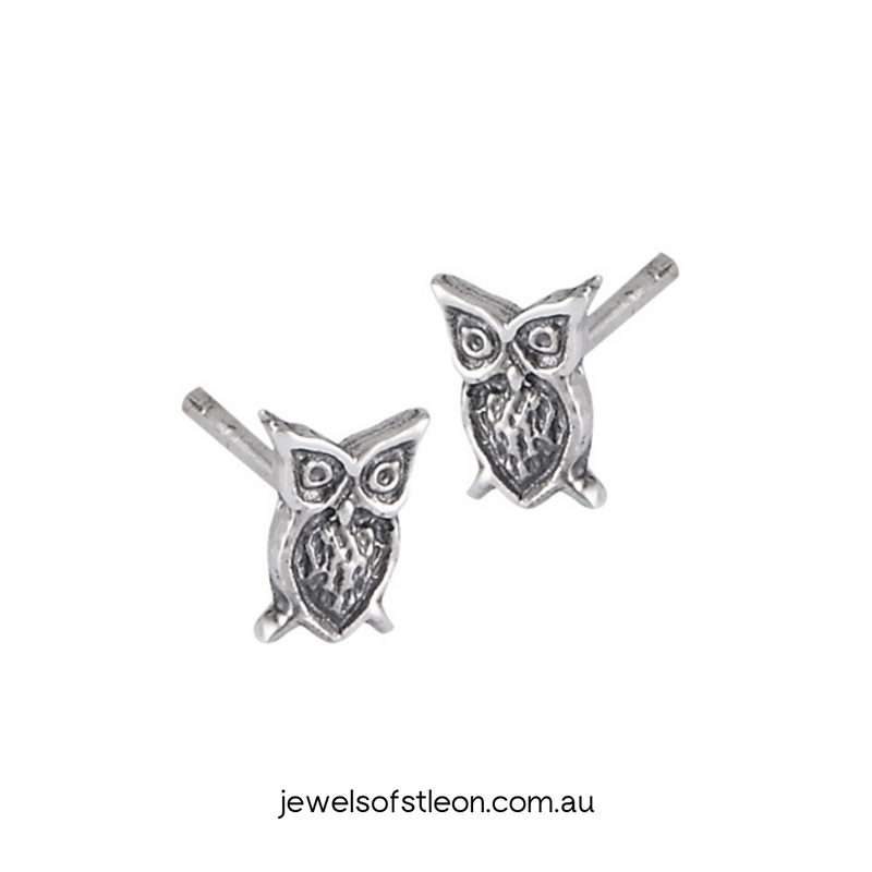 Wise Owl 7mm Stud Earrings. Crafted from 925 Sterling Silver, sold by Australia&