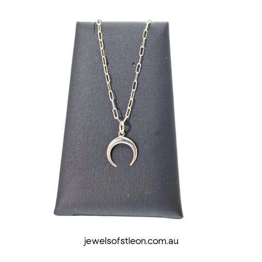 Sterling Silver Crescent Moon 1.95mm Elongated 45cm Necklace