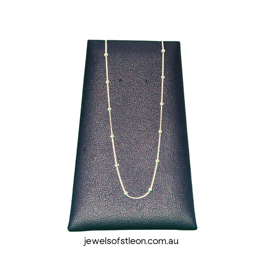 1mm Sterling Silver Curb Link with Beads Anklet