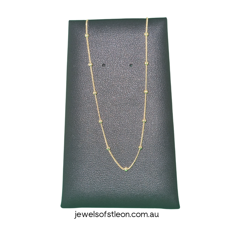 1mm Curb Link with 2mm Bead accent anklet. Crafted from Gold-Plated Sterling Silver, sold by Australia&