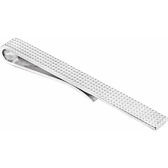 Sterling Silver Diamond Pattern Textured  Mens Tie Bar/Tie Clip