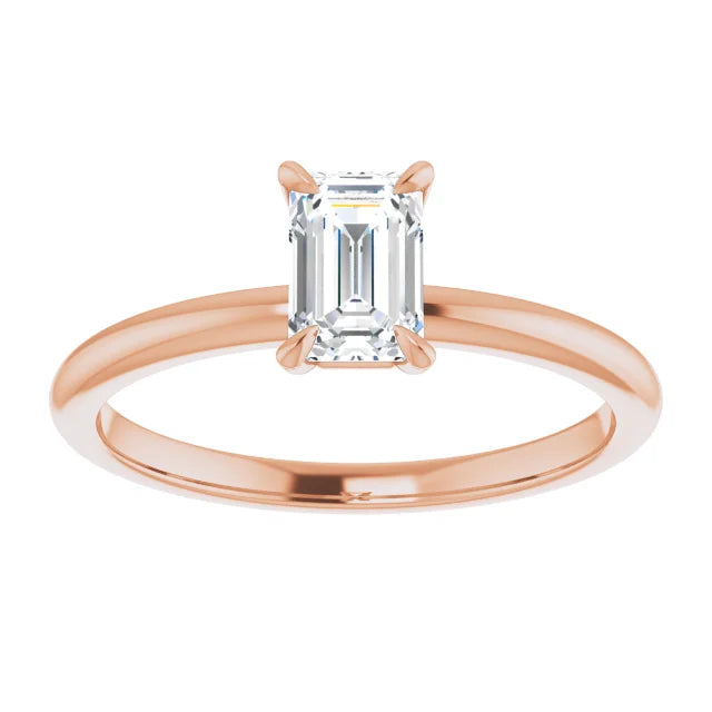 Rose Gold Classic Solitaire Emerald-Cut Diamond Engagement Ring from Jewels of St Leon Jewellery Australia