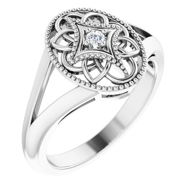 Add Timeless Elegance to Your Jewellery Collection with Our Vintage-Style Filigree Diamond Ring in Sterling Silver!