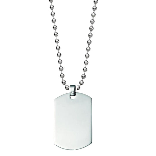 Engravable 48x30mm Stainless Steel Dog Tag 60cm Necklace