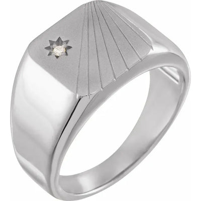 Diamond Celestial Men's Signet Ring in Sterling Silver. 0.02ct Total Diamond Weight, Available from Australian Online Jewellery store Jewels of St Leon